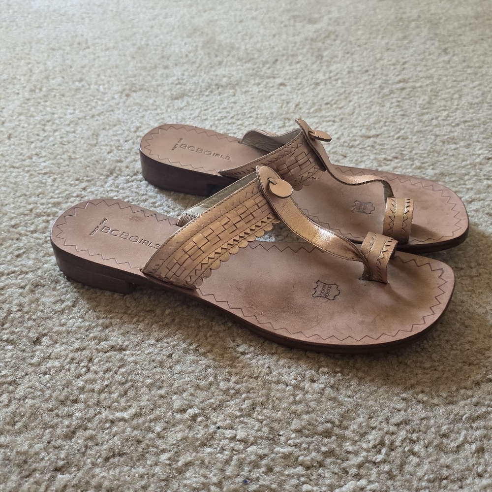 BCBGIRLS leather toe Strap Fisherman Style sandals